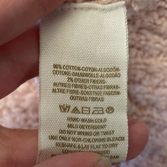 free people | finders keepers textured v-neck pink cotton sweater - Picture 8 of 9